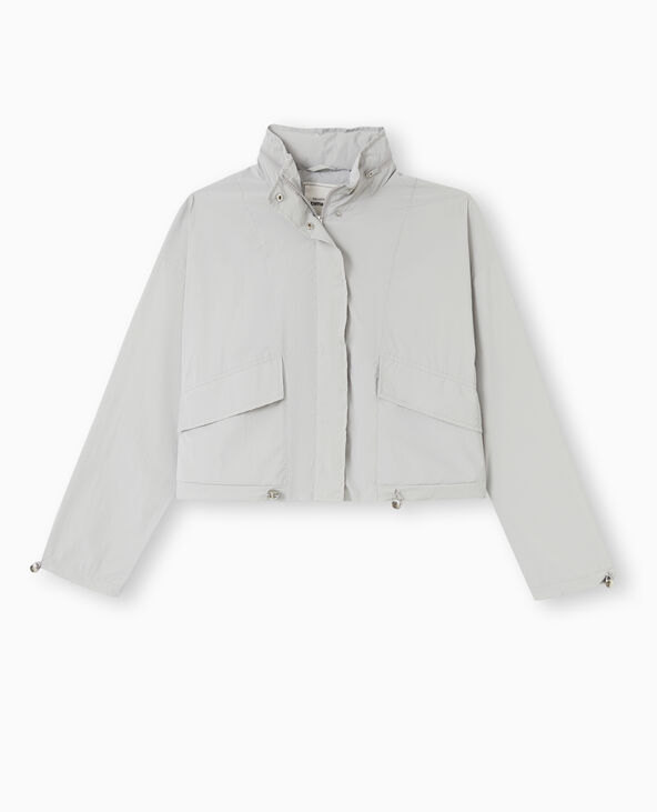 Veste coupe-vent courte avec liens et stoppeurs gris clair - Pimkie