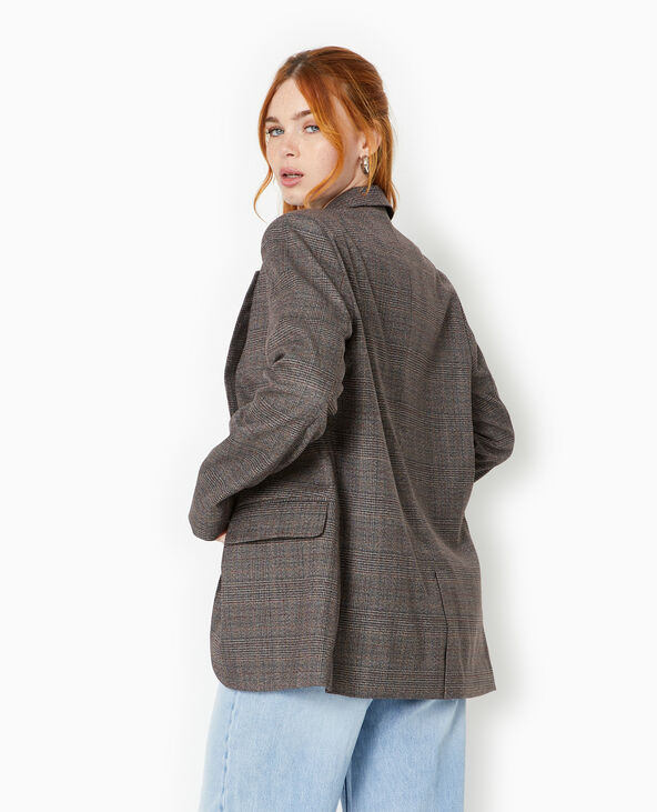 Veste blazer motif carreaux noir - Pimkie
