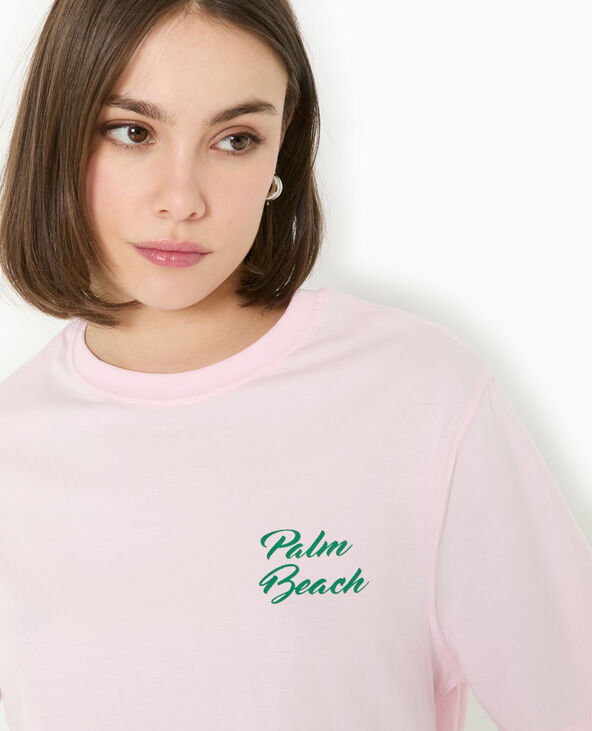 T-shirt ample avec print poitrine et dos rose clair - Pimkie