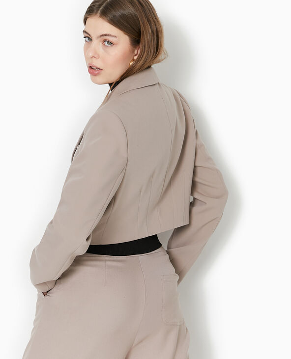 Veste blazer courte avec pinces beige - Pimkie