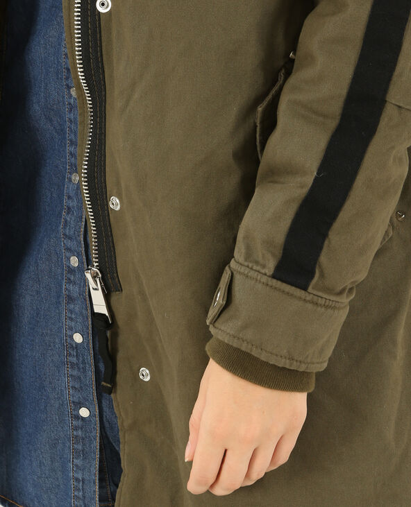 Parka longue brodée vert kaki - Pimkie