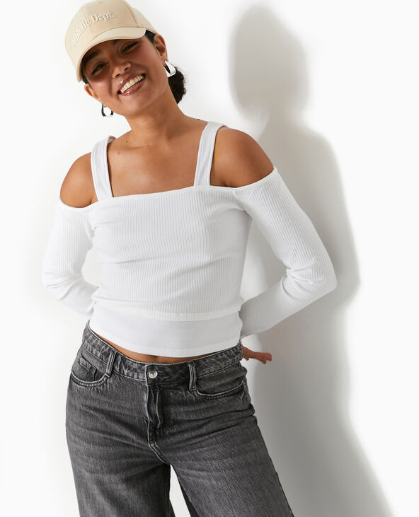 Top court effet 2 en 1 blanc - Pimkie