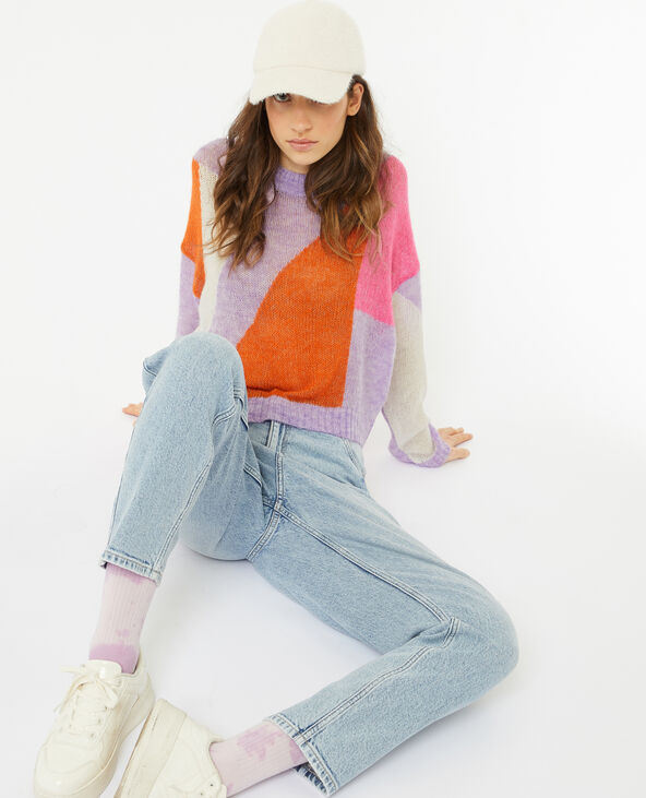 Pull en maille légère colorblock lilas - Pimkie