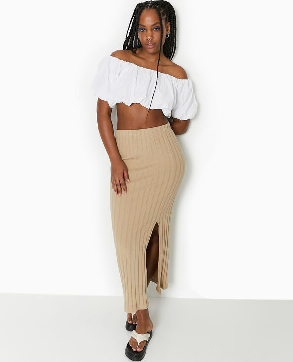 Jupe beige longue hot sale
