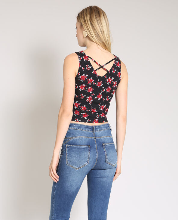 Crop top à fleurs noir - Pimkie