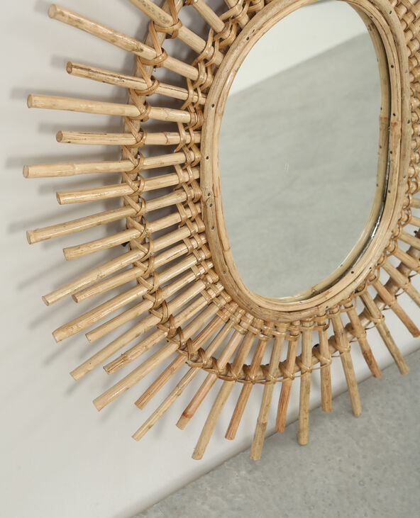 Miroir soleil en rotin beige - Pimkie