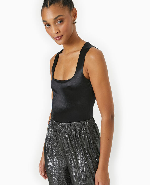 Body encolure carrée en maille brillante noir - Pimkie