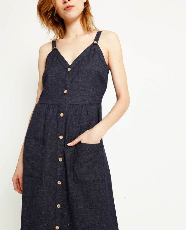 Robe longue boutonnée bleu - Pimkie