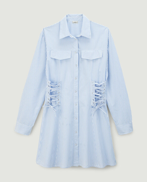 Robe chemise avec lacets bleu - Pimkie
