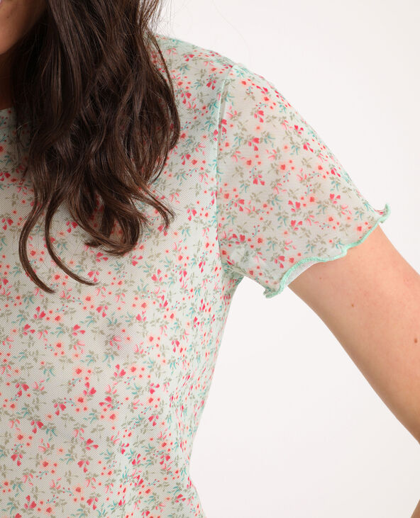 T-shirt à fleurs bleu turquoise - Pimkie