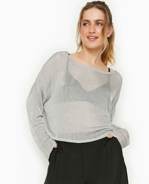Top manches longues avec fils métalliques argenté - Pimkie