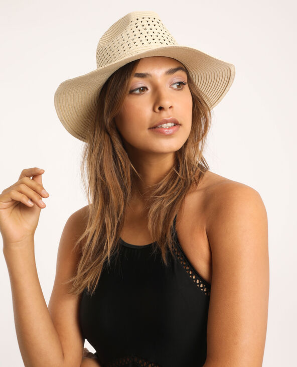 Fedora à pompons beige - Pimkie