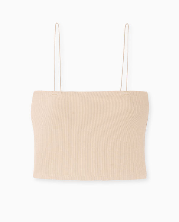 Top bandeau court avec bretelles fines beige - Pimkie
