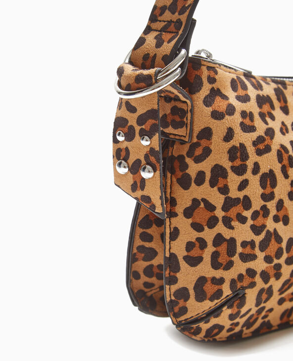 Sac porté épaule effet double poche motif léopard marron - Pimkie