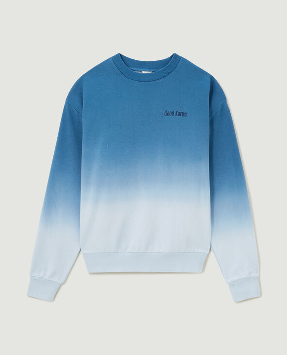 Sweat oversize dégradé et brodé bleu - Pimkie