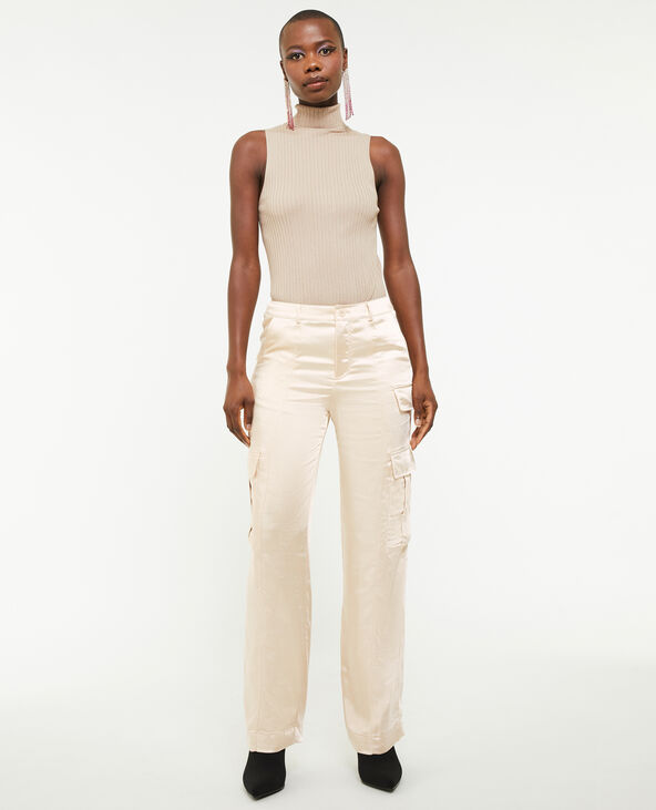 Pantalon satin beige sale