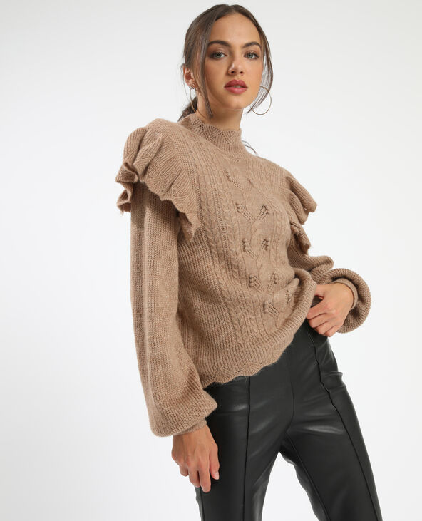 Pull à volants beige - Pimkie