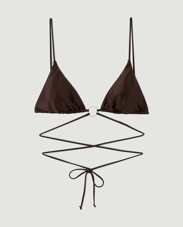 Haut de maillot triangle avec laçage marron - Pimkie