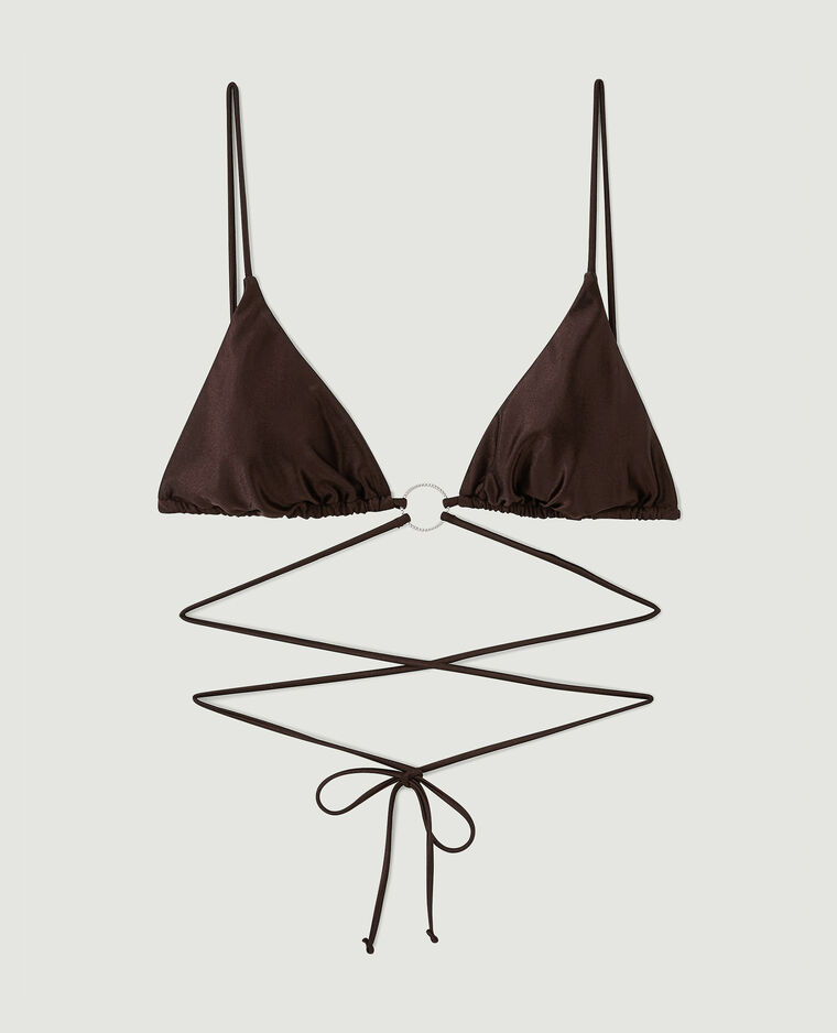 Haut de maillot triangle avec laçage marron - Pimkie
