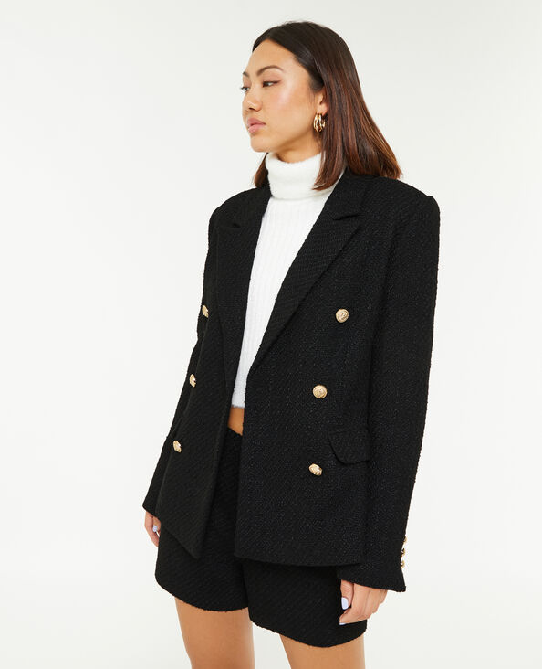 Veste cintrée en tweed noir - Pimkie