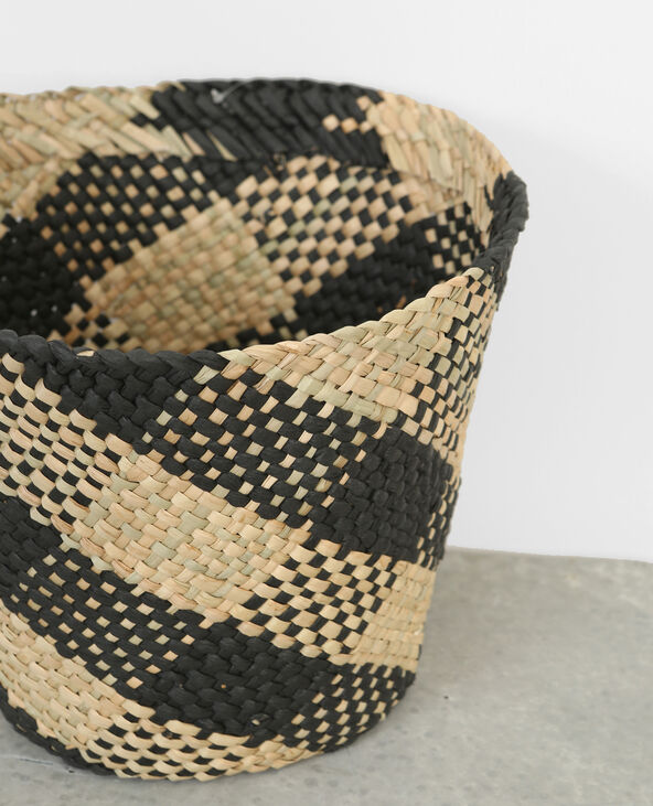 Cache-pot en paille tressée noir - Pimkie