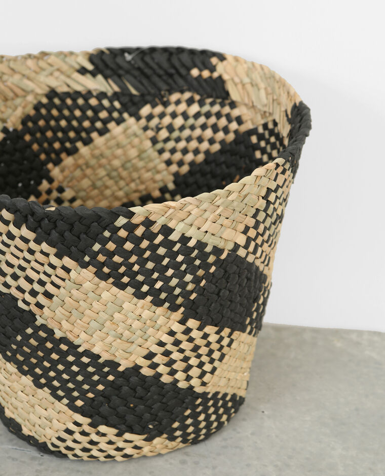 Cache-pot en paille tressée noir - Pimkie