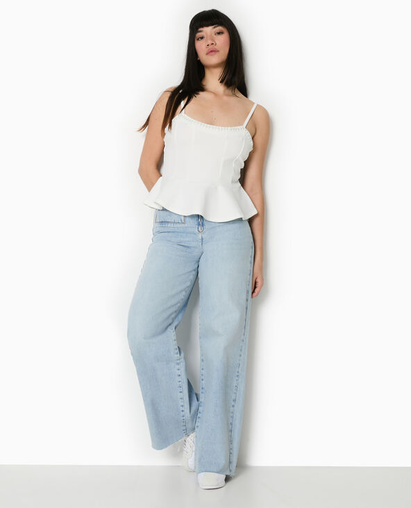 Top peplum à bretelles avec perles blanc - Pimkie