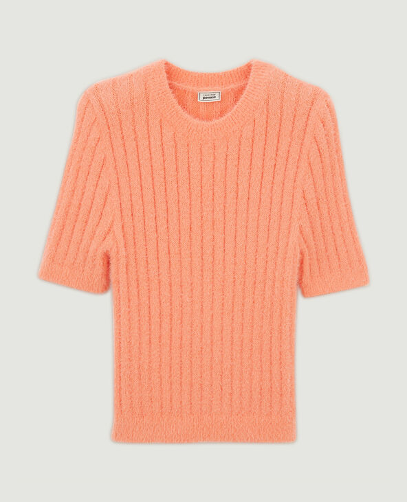 Pull duveteux à manches courtes rose - Pimkie