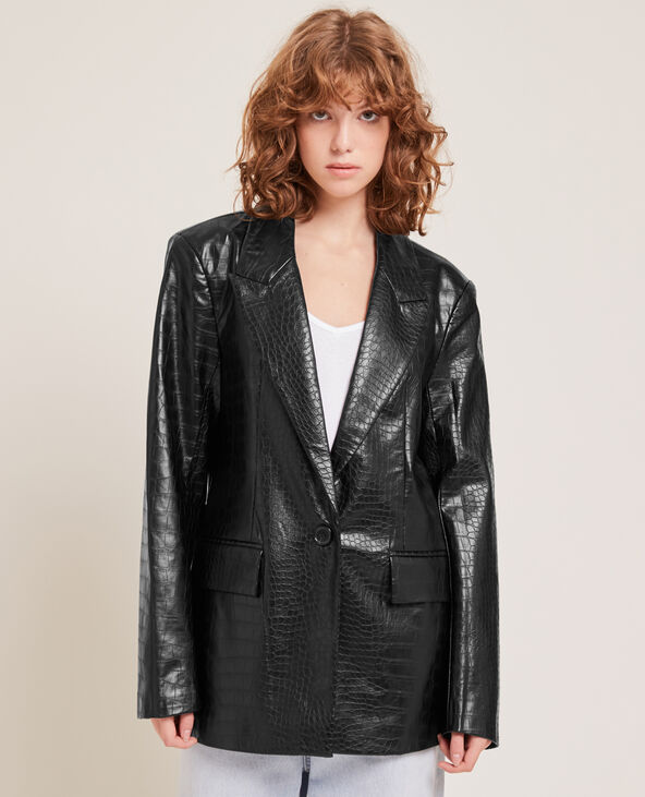 Veste effet croco noir - Pimkie