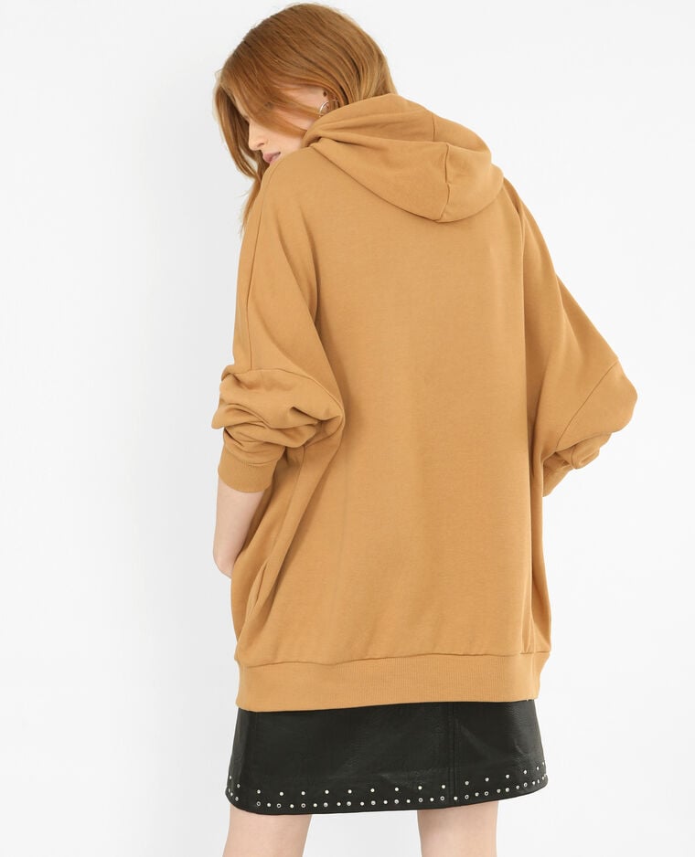 Long sweat à capuche camel - Pimkie