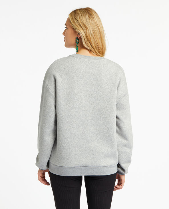 Sweat oversize avec print devant gris chiné - Pimkie