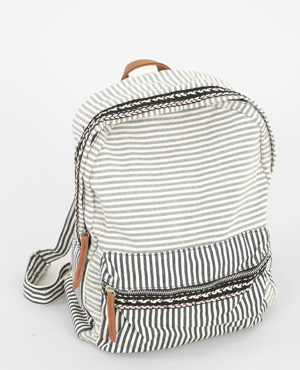Sac à dos toile rayée blanc - Pimkie