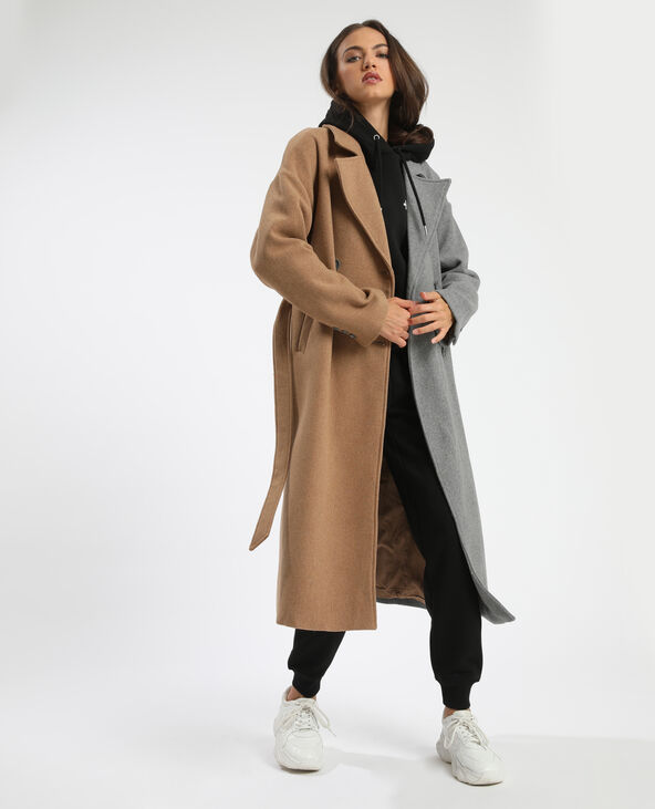Manteau long bicolore