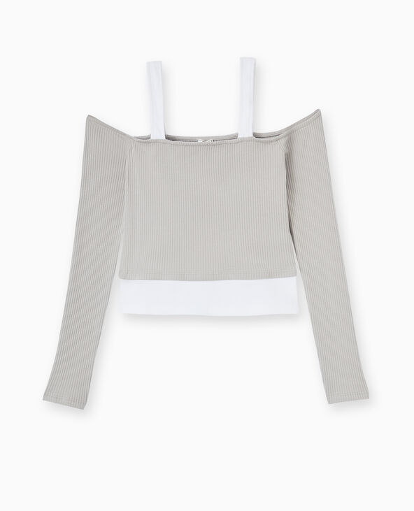 Top court effet 2 en 1 gris - Pimkie