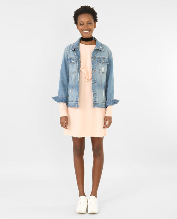 Robe sweat à volants rose clair - Pimkie