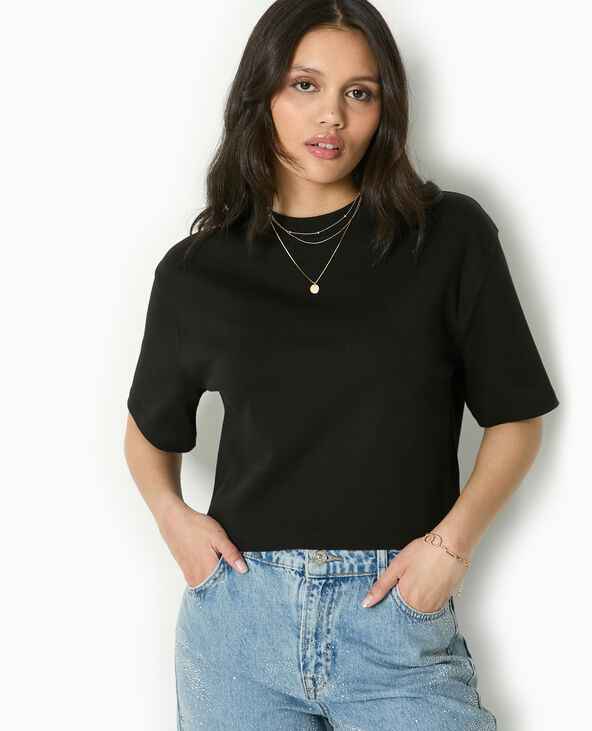 T-shirt ample et court noir - Pimkie