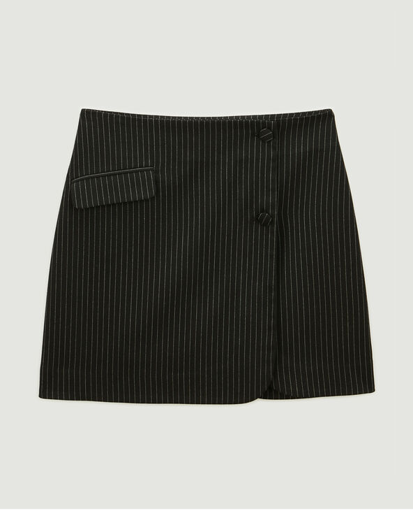 Jupe courte porte-feuille rayures banquier  noir - Pimkie