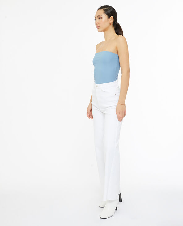 Top bustier en maille côtelée bleu - Pimkie