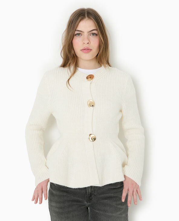 Gilet peplum avec volant et gros boutons dorés blanc - Pimkie