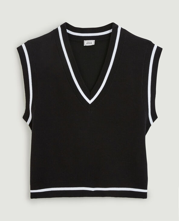 Pull sans manches col V noir - Pimkie
