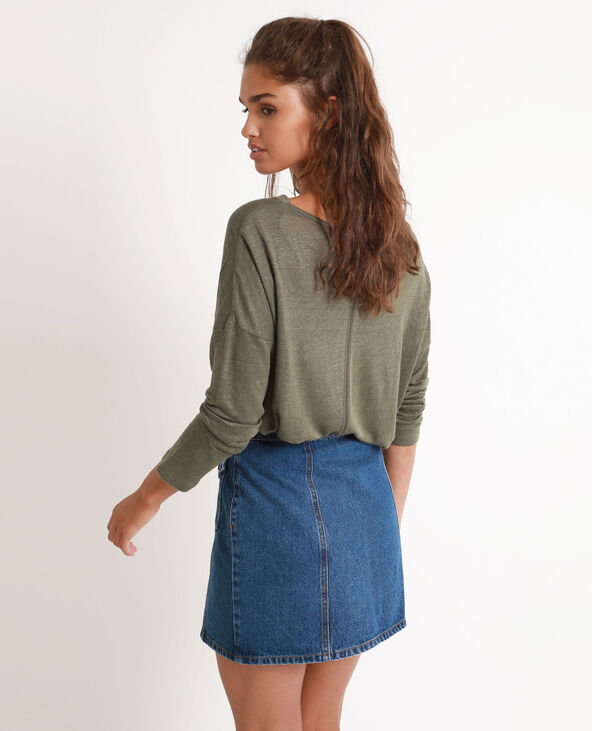T-shirt en lin taupe - Pimkie