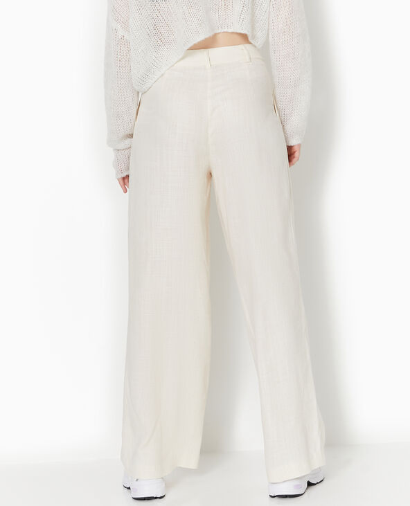 Pantalon large et droite avec pinces beige - Pimkie