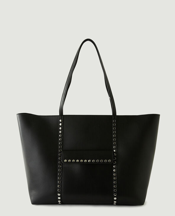 Sac cabas en simili cuir à clous noir - Pimkie