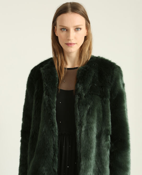 Manteau en fausse fourrure vert foncé - Pimkie