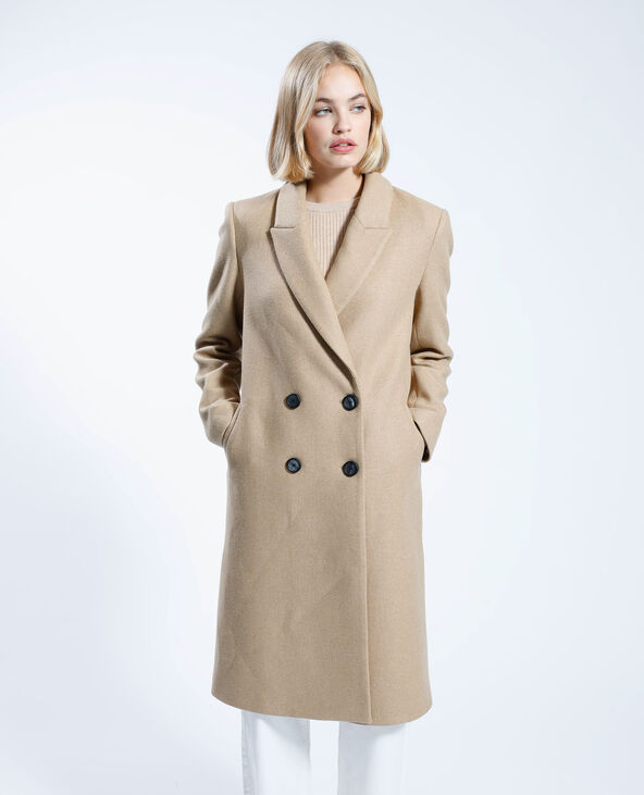 Manteau long avec 50% de laine camel - Pimkie