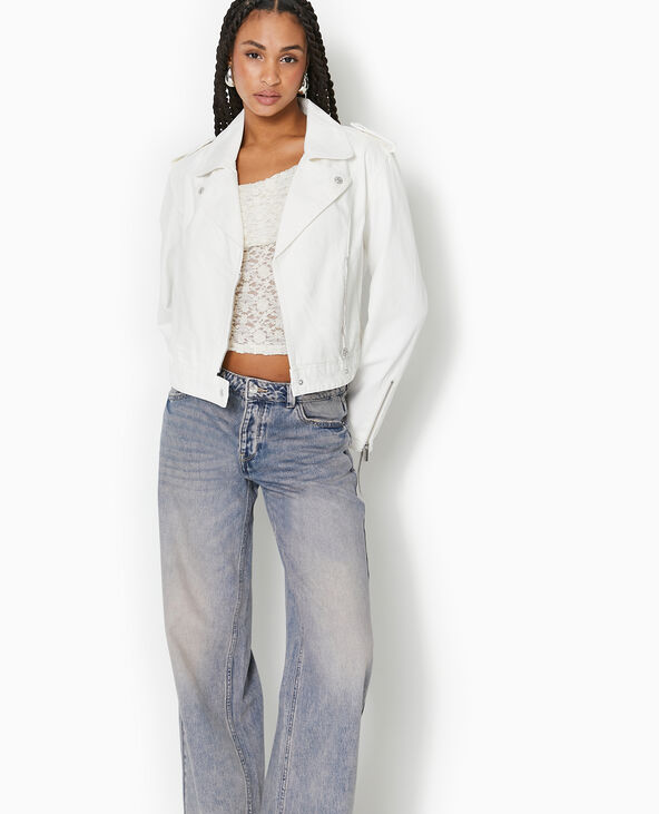 Blouson biker en jean blanc - Pimkie