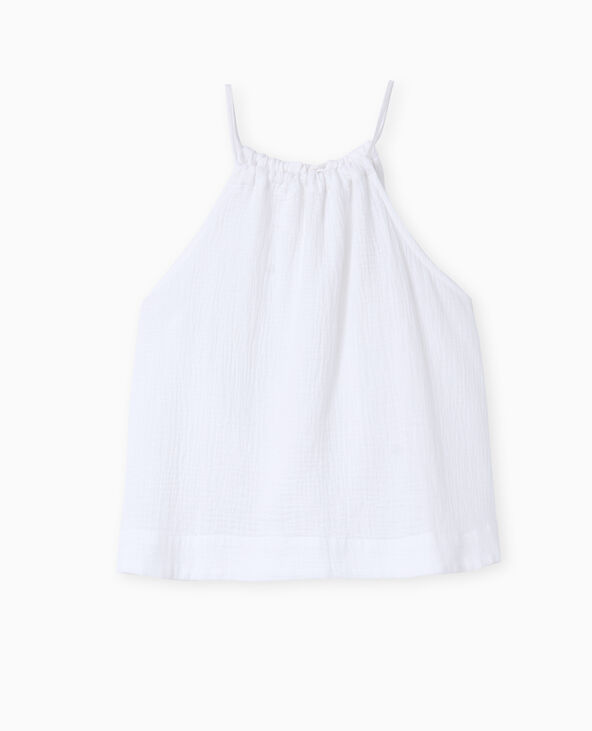 Top en gaze de coton avec bretelles coulissées blanc - Pimkie