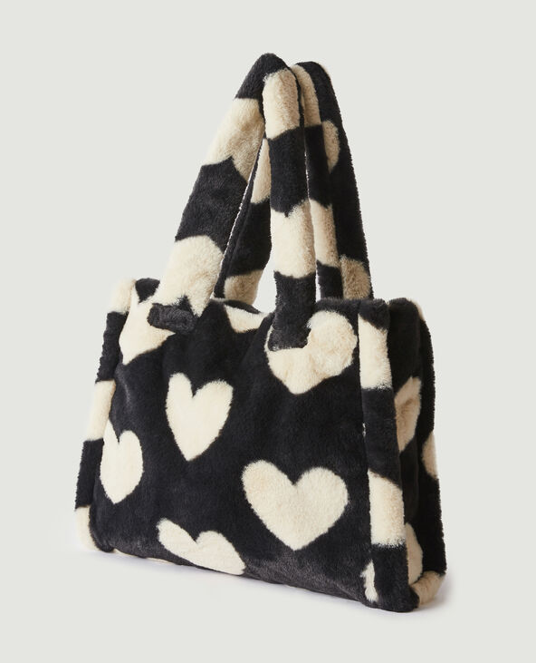 Sac cabas moumouté motifs cœurs blanc - Pimkie
