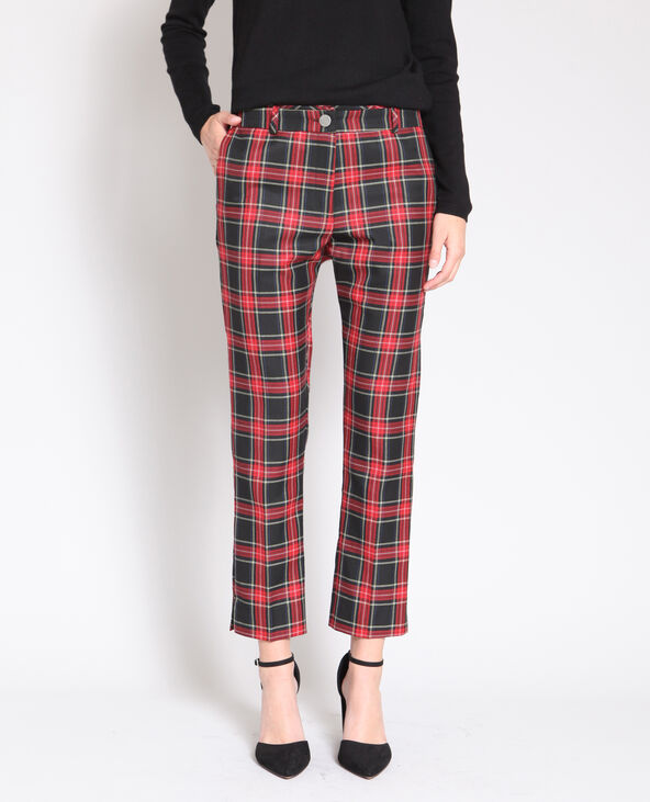 Pantalon imprimé tartan noir - Pimkie