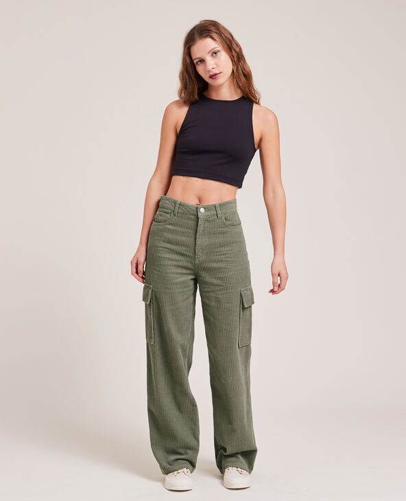 Pantalon cargo en velours vert - Pimkie